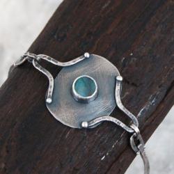 srebrna bransoleta z labradorytem - Bransoletki - Biżuteria