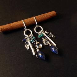 srebrne kolczyki z lapis lazuri - Kolczyki - Biżuteria