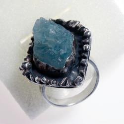 Pierścień srebrny z akwamarynem - Pierścionki - Biżuteria