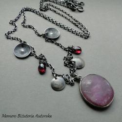srebro,rubin,granat,surowy - Wisiory - Biżuteria