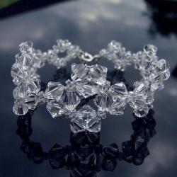 szeroka bransoletka ślubna Swarovski Crystal romby - Bransoletki - Biżuteria