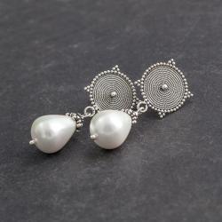 srebro,perły,kolczyki,z perłami - Kolczyki - Biżuteria