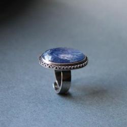 pierścionek srebro kyanit błekit unikat - Pierścionki - Biżuteria