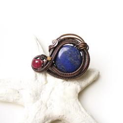 pierścionek,fantazyjny,regulowany,lapis lazuli - Pierścionki - Biżuteria
