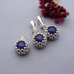 klasyczny,elegancki,wisior,klipsy,lapis lazuli - Komplety - Biżuteria