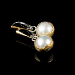 perły w złoconym zrebrze - Kolczyki - Biżuteria