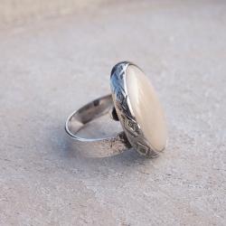 srebrny pierścionek z krzemieniem,szary,regulowa - Pierścionki - Biżuteria