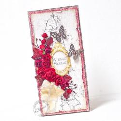 ślub,kartka,pudełko,róże,motyle - Kartki okolicznościowe - Akcesoria