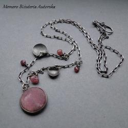 srebro,rubin,turmalin,różowy,wiśniowy - Naszyjniki - Biżuteria