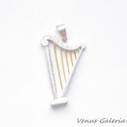 zawieszka,wisiorek,srebrny,harfa,muzyka,instrument - Wisiory - Biżuteria