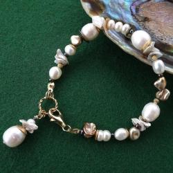 bransoletka,perły,srebro,asymetryczna - Bransoletki - Biżuteria