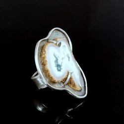 srebrny perścień z agatem dendrytowym - Pierścionki - Biżuteria