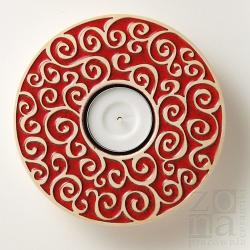 ceramiczny lampion,świecznik,ornament,czerwony - Ceramika i szkło - Wyposażenie wnętrz