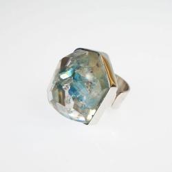 pierścionek,kryształ,aqua aura,żywica - Pierścionki - Biżuteria