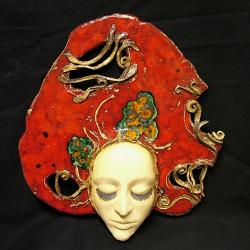 twarz,czerwień,maska,dekoracja - Ceramika i szkło - Wyposażenie wnętrz