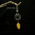Wisiory srebro,gold filled,wire-wrapping,bursztyn