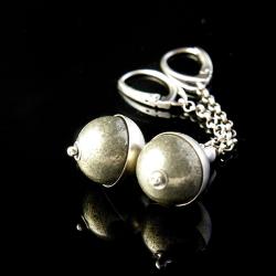 Ag925,srebro,wiszące,piryt,oksyda,minimalizm - Kolczyki - Biżuteria