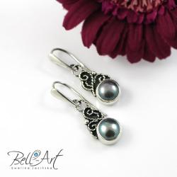 kolczyki z perłami,retro,eleganckie,metaliczne, - Kolczyki - Biżuteria