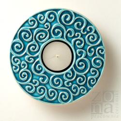 ceramiczny lampion,ornamentowy,turkusowy - Ceramika i szkło - Wyposażenie wnętrz