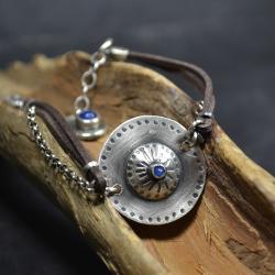 bransoleta z mandalą srebrną,oksydowana,surowa - Bransoletki - Biżuteria