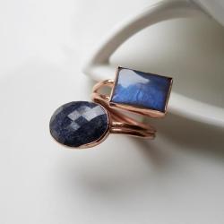 pierścionek z szafirem,granatowy,niebieski - Pierścionki - Biżuteria