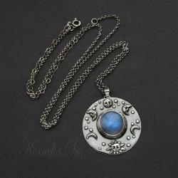 wisior,srebrny,z księżycem,ze słońcem,medalion - Naszyjniki - Biżuteria