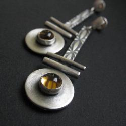 kolczyki z cytrynem,fiann,biżuteria srebrna - Kolczyki - Biżuteria