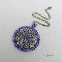 wisior,haft koralikowy,oryginalny,okrągły - Wisiory - Biżuteria