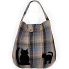 Na ramię kot,kocia torba,w kratę,kolorowa,worek,XXL