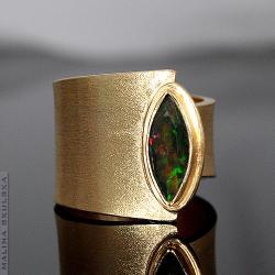 pierścionek,srebrny,złocony,asymetryczny,opal - Pierścionki - Biżuteria