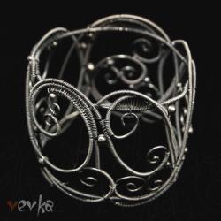 srebrna bransoleta,wire wrapping,oksydowana - Bransoletki - Biżuteria