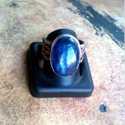 Obrączka srebrna z kyanitem - Pierścionki - Biżuteria
