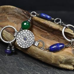letnia bransoleta,z kamieniami,niebiesko-zielona - Bransoletki - Biżuteria