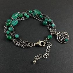 bransoletka,wire-wrapping,zielona,charms - Bransoletki - Biżuteria