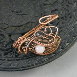 bransoletka,miedź,kwarc,retro,wire wrapping - Bransoletki - Biżuteria