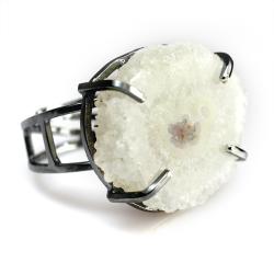 oksydowany pierścionek srebrny z chalcedonem - Pierścionki - Biżuteria