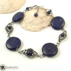 bransoletka,lapis lazuli,elegancka,srebro,wrapping - Bransoletki - Biżuteria