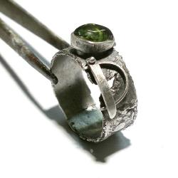 pierścień,srebro,oliwin - Pierścionki - Biżuteria