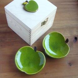 zielone jabłuszko,fusetki,miseczki - Ceramika i szkło - Wyposażenie wnętrz