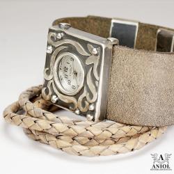 srebrny zegarek,zegarek damski,bransoleta - Bransoletki - Biżuteria