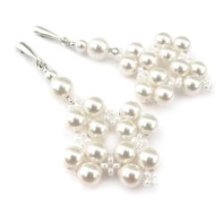 srebrne kolczyki ślubne białe perły Swarovski - Kolczyki - Biżuteria