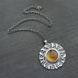 srebrny,wisior,z onyksem,słońce - Wisiory - Biżuteria