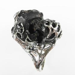 Amonit,czarny,srebro,oksydowany - Pierścionki - Biżuteria