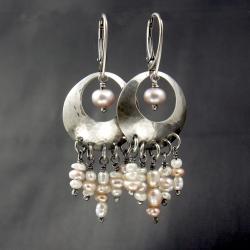 Ag925,gypsy,perła,koło,ecru,oksyda,naturalne - Kolczyki - Biżuteria