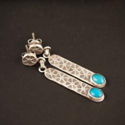 srebrne kolczyki z turkusami - Kolczyki - Biżuteria