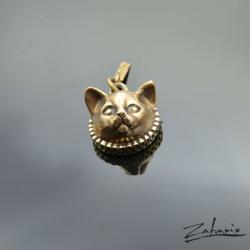 wisior,brąz,ręcznie robione,kot - Wisiory - Biżuteria