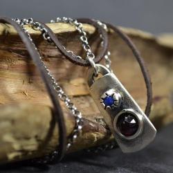 naszyjnik srebrny,z kamieniami,z granatem - Naszyjniki - Biżuteria