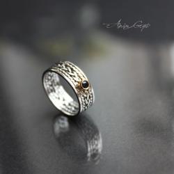 oksydowany pierścionek,pleciona obrączka - Pierścionki - Biżuteria