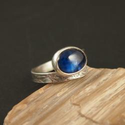 srebrny pierścionek,z kyanitem,niebieski - Pierścionki - Biżuteria