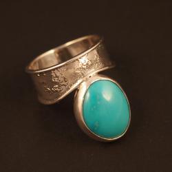 wyjątkowy pierścionek z turkusem - Pierścionki - Biżuteria